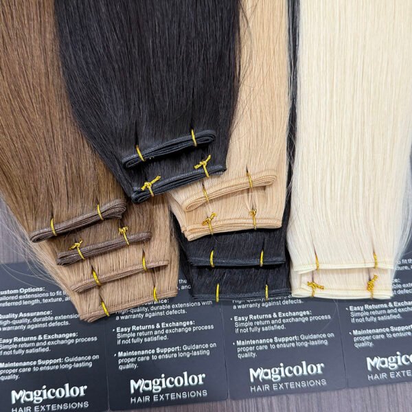 Thin invisible Genius Weft bundles straight texture 24 inch natural black