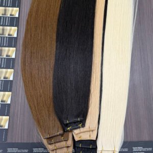 Thin invisible Genius Weft bundles straight texture 24 inch natural black
