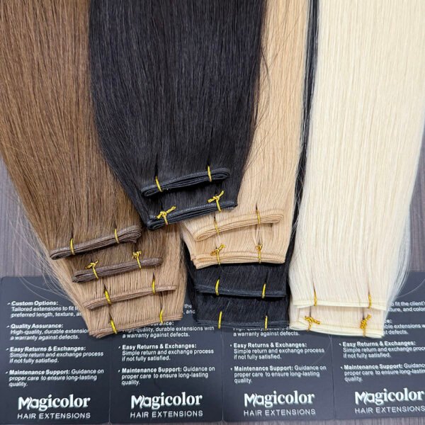 Thin invisible Genius Weft bundles straight texture 24 inch natural black
