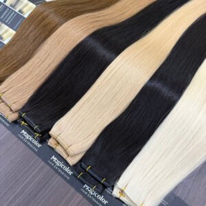 Thin invisible Genius Weft bundles straight texture 24 inch natural black