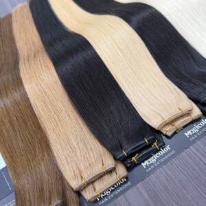 Cuticle-aligned virgin hair Genius Weft extensions for salon use
