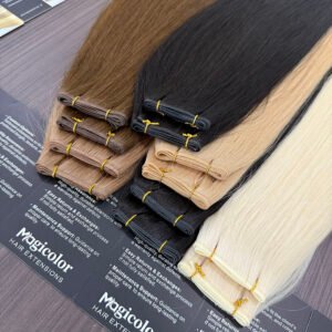 Cuticle-aligned virgin hair Genius Weft extensions for salon use