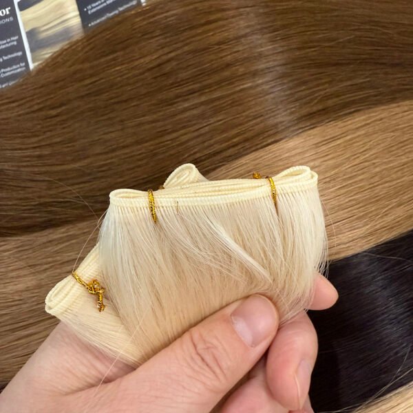 Cuticle-aligned virgin hair Genius Weft extensions for salon use