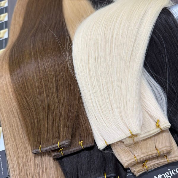 Cuticle-aligned virgin hair Genius Weft extensions for salon use