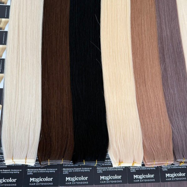 Natural black Genius Weft human hair extensions flat weft no return hair